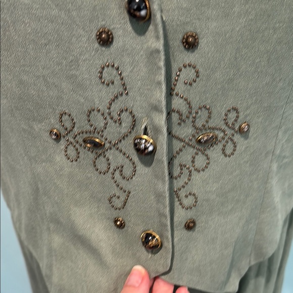 Vintage Sage Green Maxi Dress with Vest - Picture 3 of 8